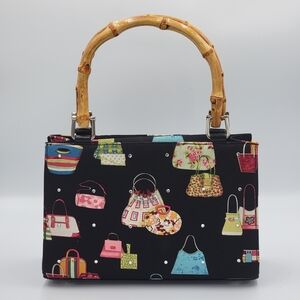 Stylish Black Handbag with Bamboo Handle